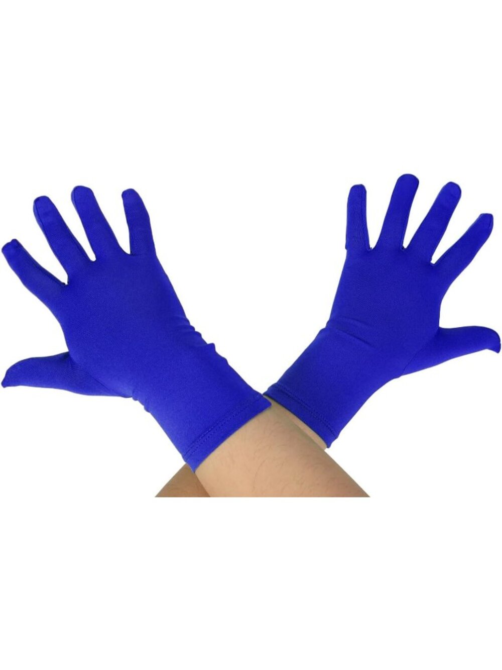 Women's Blue 9.5“ Unisex Short Spandex Length Stretchy Costume Gloves